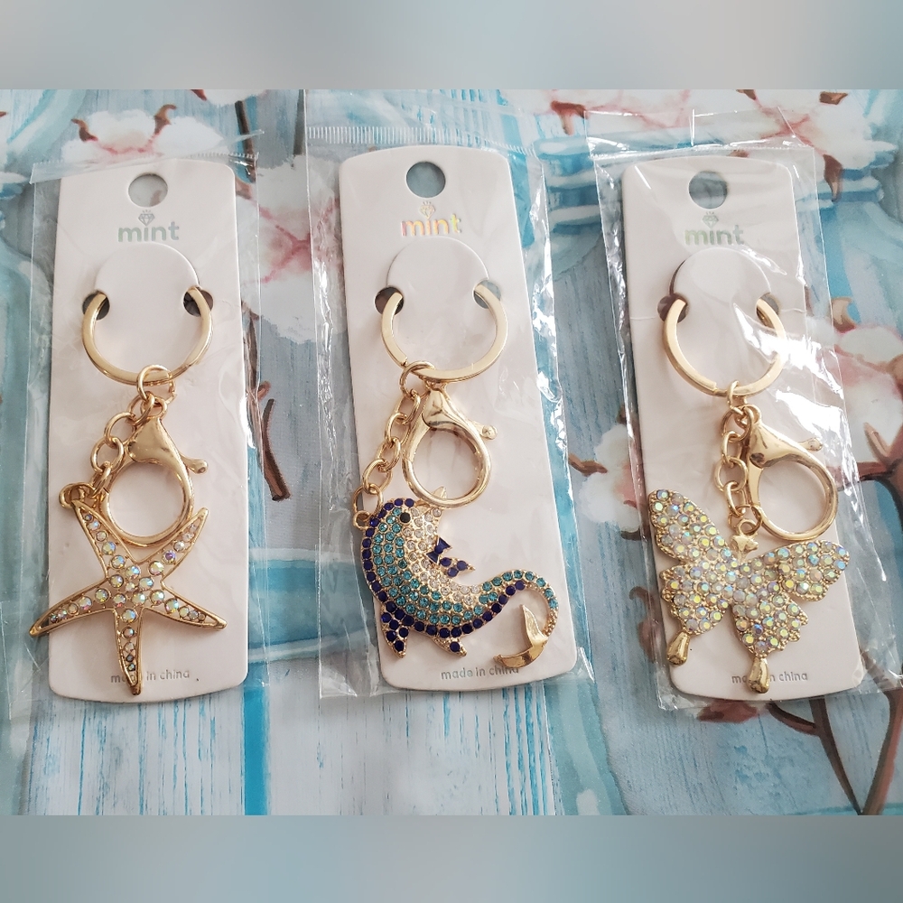 Bag Charm Keychain - Starfish, Dolphin & Butterfly NIP